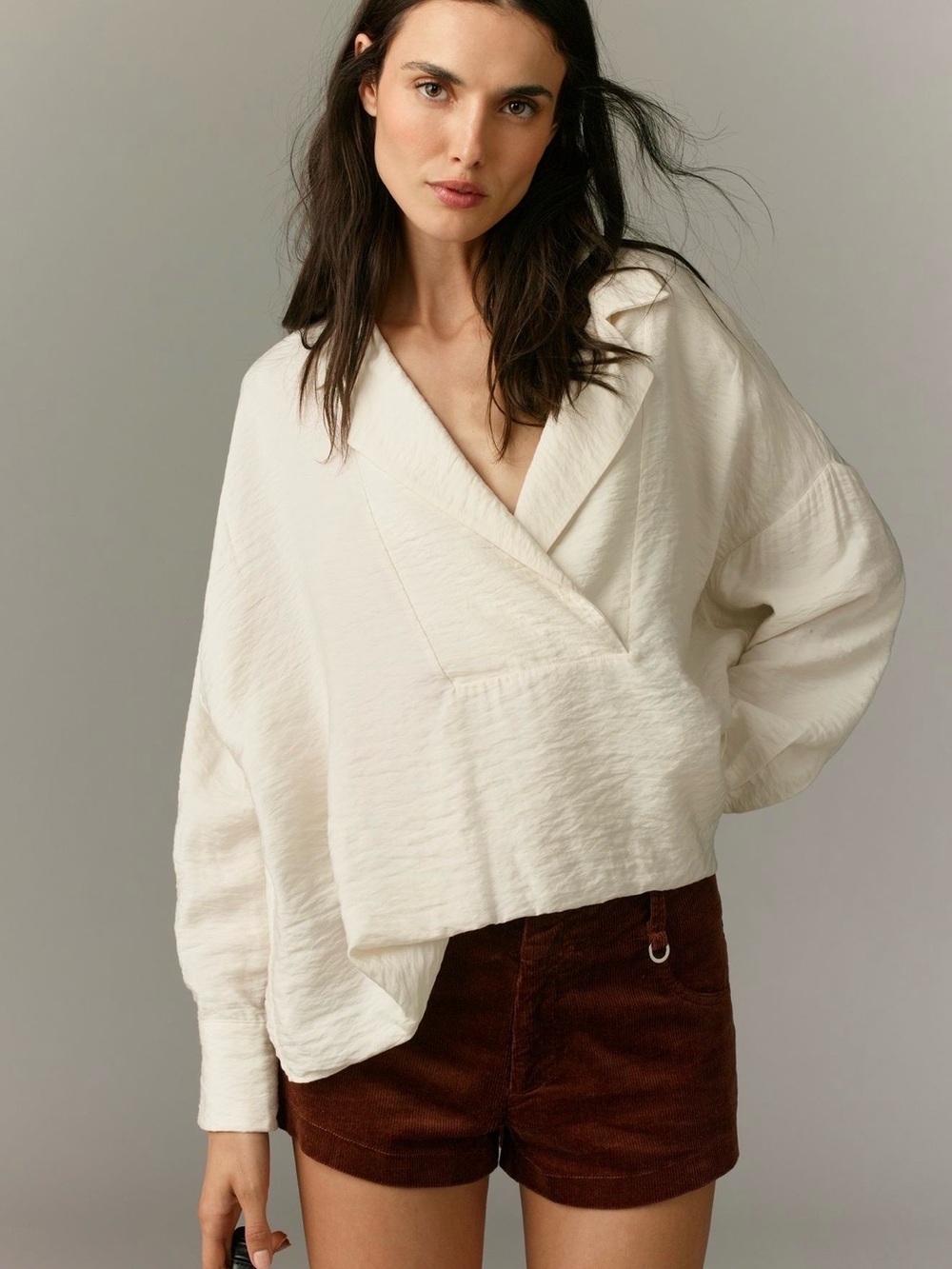 Anthropologie Ivory Wrap-Dylan V-Neck Tunic L
